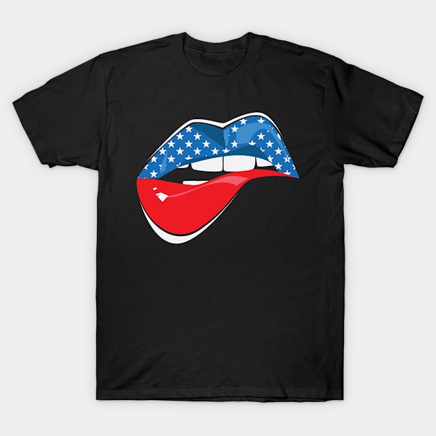 Sexy Lips Independence Day 4th of July Dripping lips T-shirt T-Shirt by ssflower